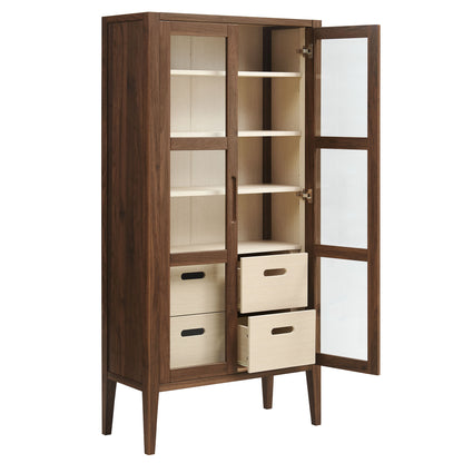 Nell 71" Glass Door Tall Display Storage Cabinet by Furniture For America
