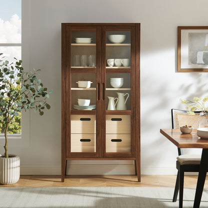 Nell 71" Glass Door Tall Display Storage Cabinet by Furniture For America