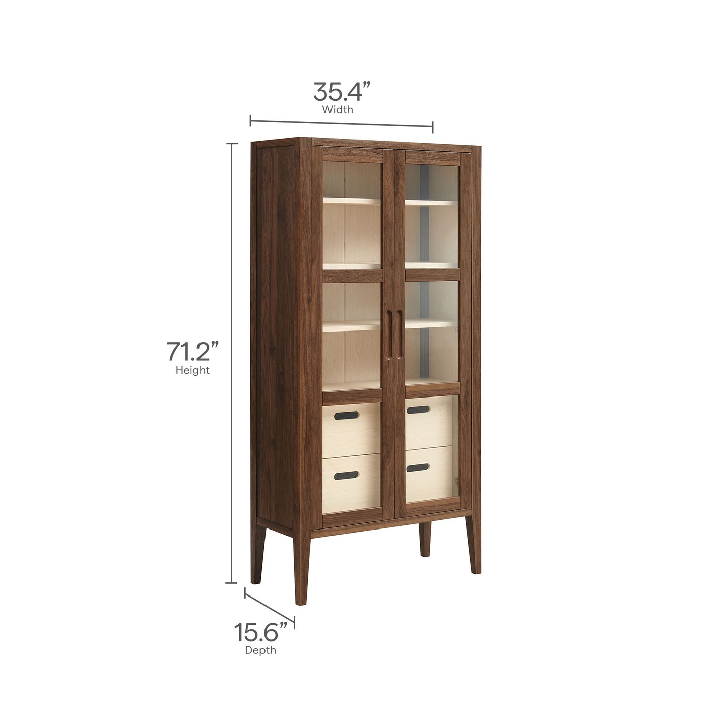 Nell 71" Glass Door Tall Display Storage Cabinet by Furniture For America