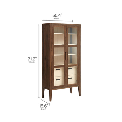 Nell 71" Glass Door Tall Display Storage Cabinet by Furniture For America