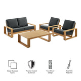 Bramble 4-Piece Outdoor Patio Aluminum Faux Wood Furniture Set in Charcoal Natural