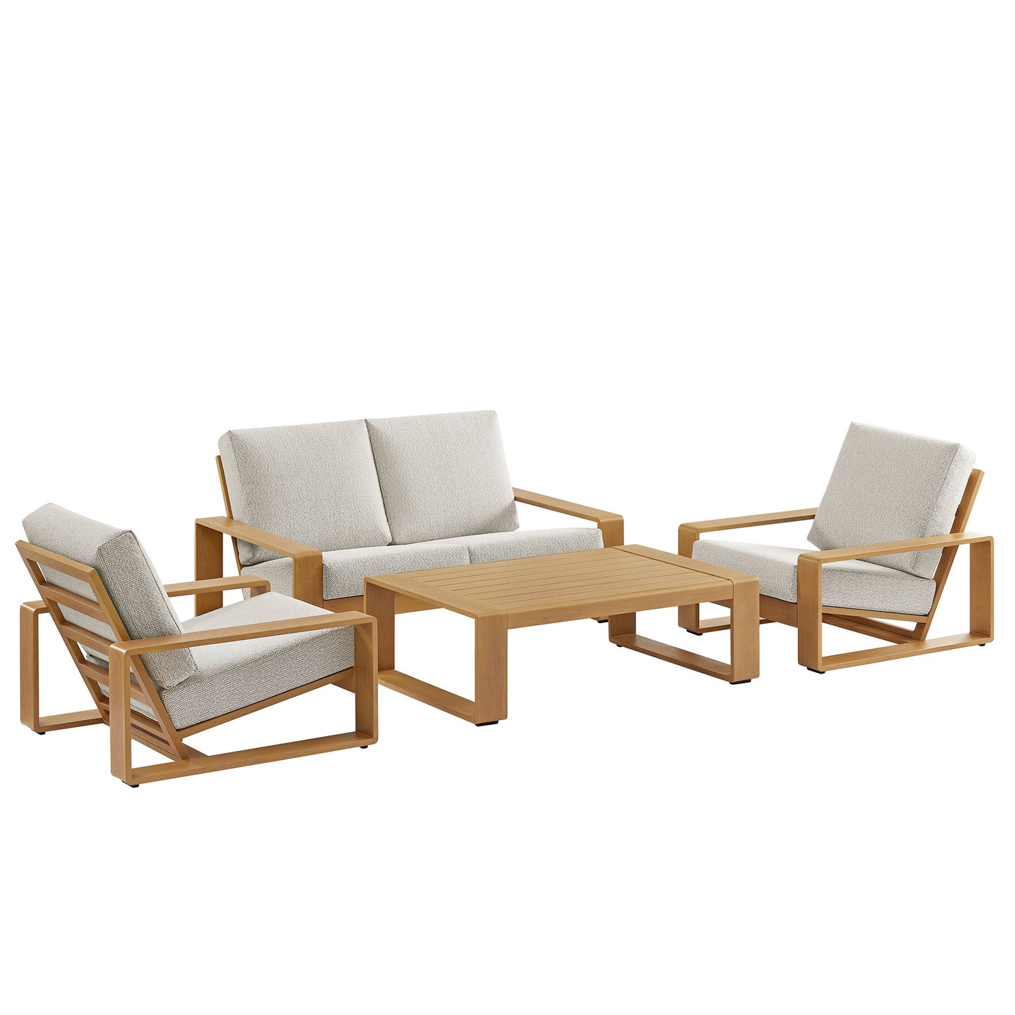 Lirienne 4-Piece Outdoor Patio Aluminum Faux Wood Furniture Set by Furniture For America
