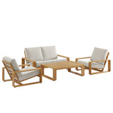 Bramble 4-Piece Outdoor Patio Aluminum Faux Wood Furniture Set in Ivory Natural