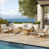 Bramble 4-Piece Outdoor Patio Aluminum Faux Wood Furniture Set in Ivory Natural