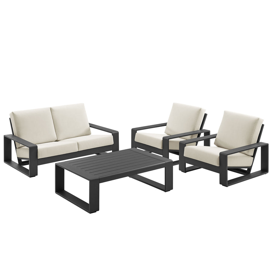 Bramble 4-Piece Outdoor Patio Aluminum Furniture Set in Cream Gray