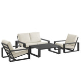 Bramble 4-Piece Outdoor Patio Aluminum Furniture Set in Cream Gray