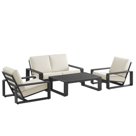 Lirienne 4-Piece Outdoor Patio Aluminum Furniture Set in Cream Gray