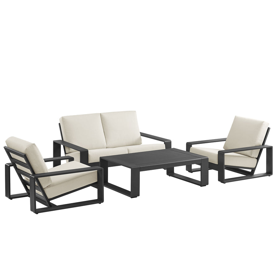 Bramble 4-Piece Outdoor Patio Aluminum Furniture Set in Cream Gray