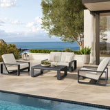Bramble 4-Piece Outdoor Patio Aluminum Furniture Set in Cream Gray