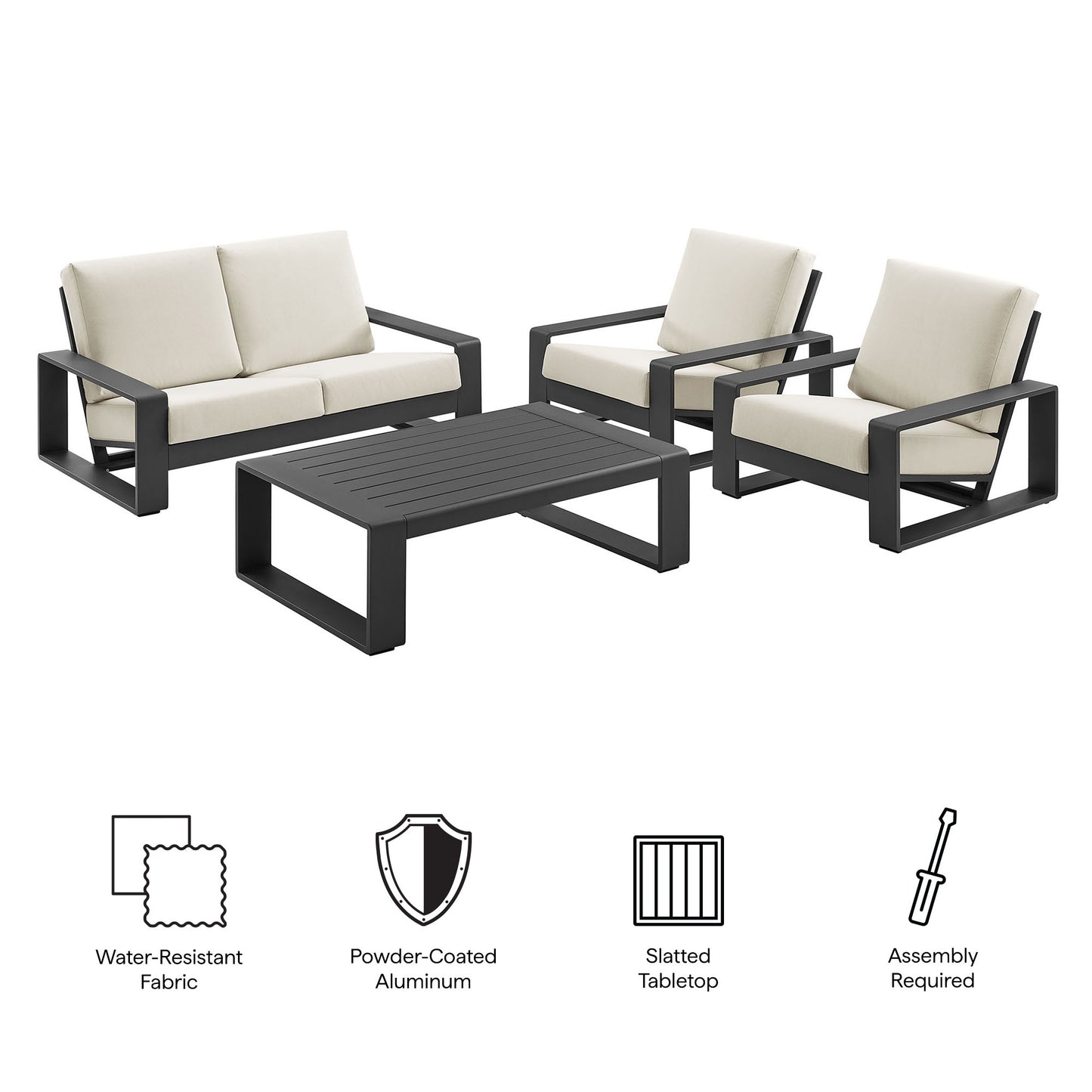 Lirienne 4-Piece Outdoor Patio Aluminum Furniture Set by Furniture For America