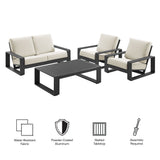 Bramble 4-Piece Outdoor Patio Aluminum Furniture Set in Cream Gray