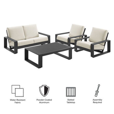 Lirienne 4-Piece Outdoor Patio Aluminum Furniture Set in Cream Gray