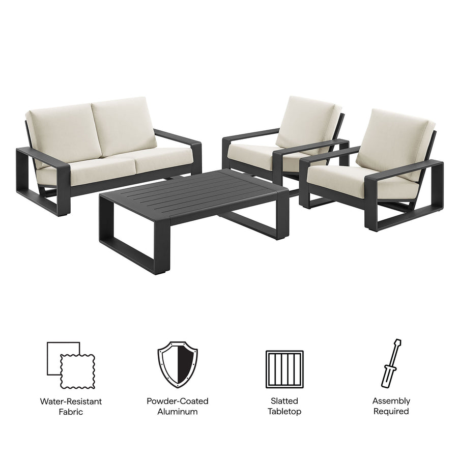 Bramble 4-Piece Outdoor Patio Aluminum Furniture Set in Cream Gray