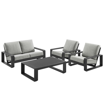 Lirienne 4-Piece Outdoor Patio Aluminum Furniture Set in Light Gray