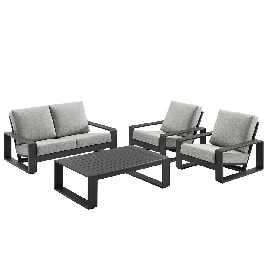 Bramble 4-Piece Outdoor Patio Aluminum Furniture Set in Light Gray