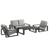 Bramble 4-Piece Outdoor Patio Aluminum Furniture Set in Light Gray