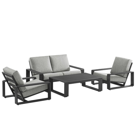 Lirienne 4-Piece Outdoor Patio Aluminum Furniture Set in Light Gray