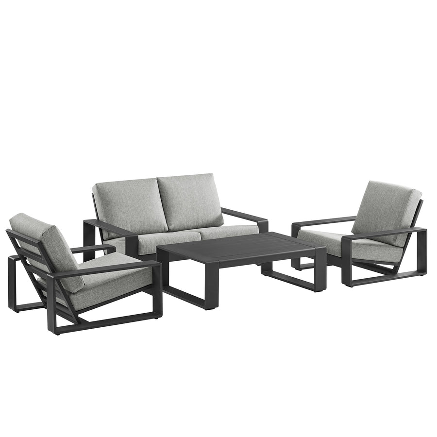Bramble 4-Piece Outdoor Patio Aluminum Furniture Set in Light Gray