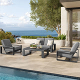 Bramble 4-Piece Outdoor Patio Aluminum Furniture Set in Light Gray