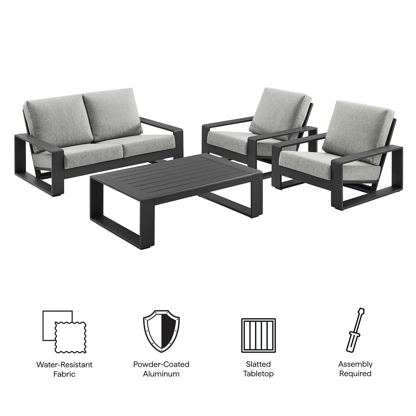 Lirienne 4-Piece Outdoor Patio Aluminum Furniture Set by Furniture For America