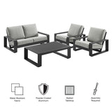 Bramble 4-Piece Outdoor Patio Aluminum Furniture Set in Light Gray