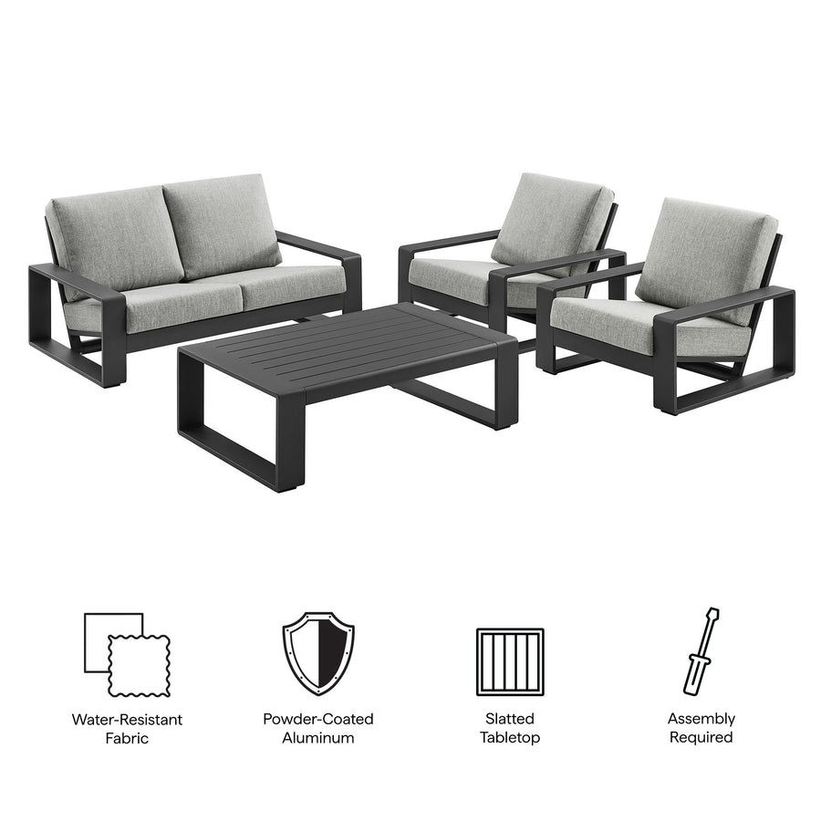 Bramble 4-Piece Outdoor Patio Aluminum Furniture Set in Light Gray