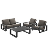 Bramble 4-Piece Outdoor Patio Aluminum Furniture Set in Smoke