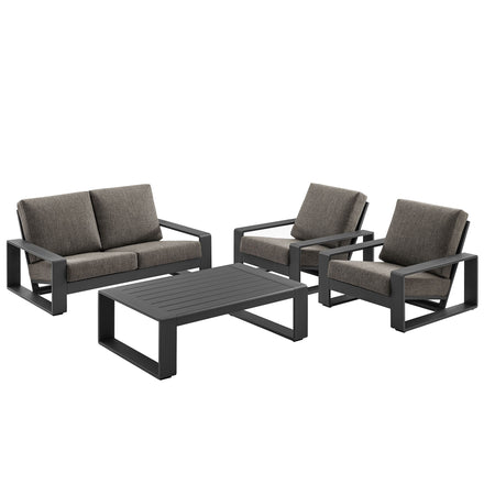 Lirienne 4-Piece Outdoor Patio Aluminum Furniture Set in Smoke