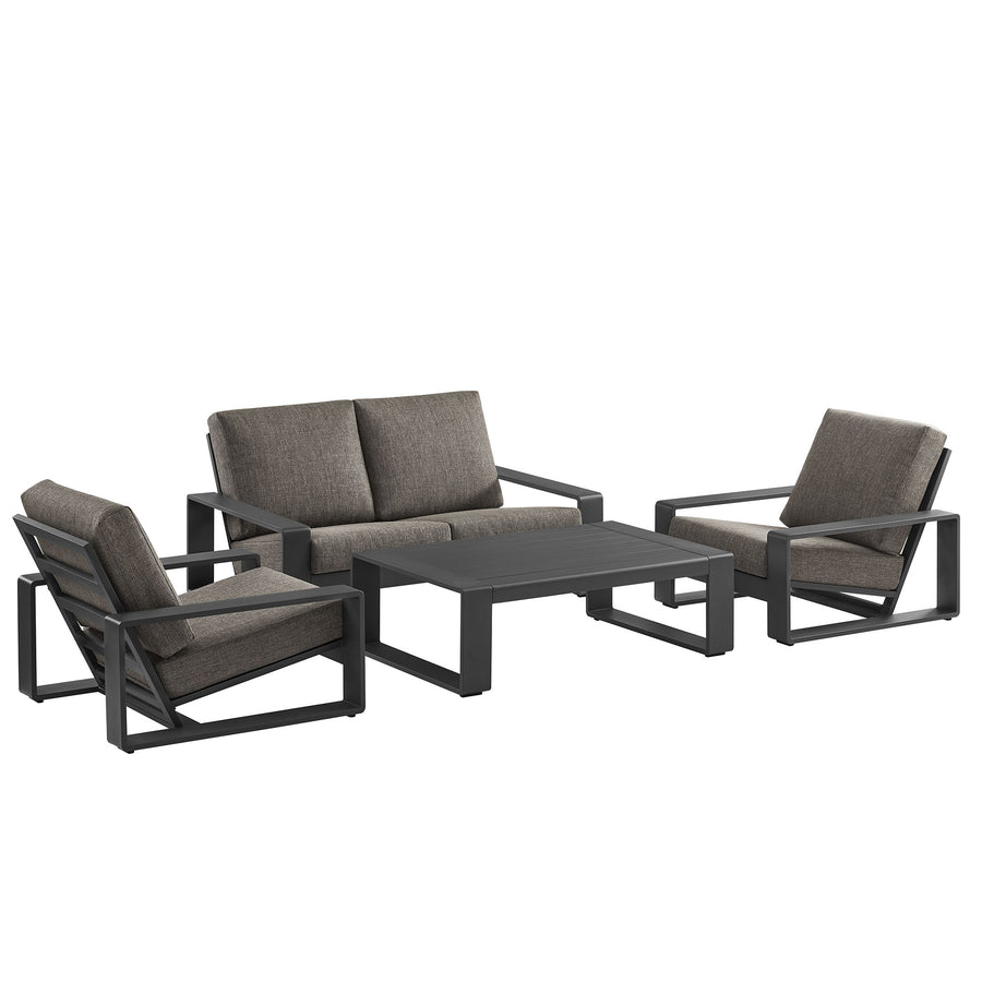 Bramble 4-Piece Outdoor Patio Aluminum Furniture Set in Smoke