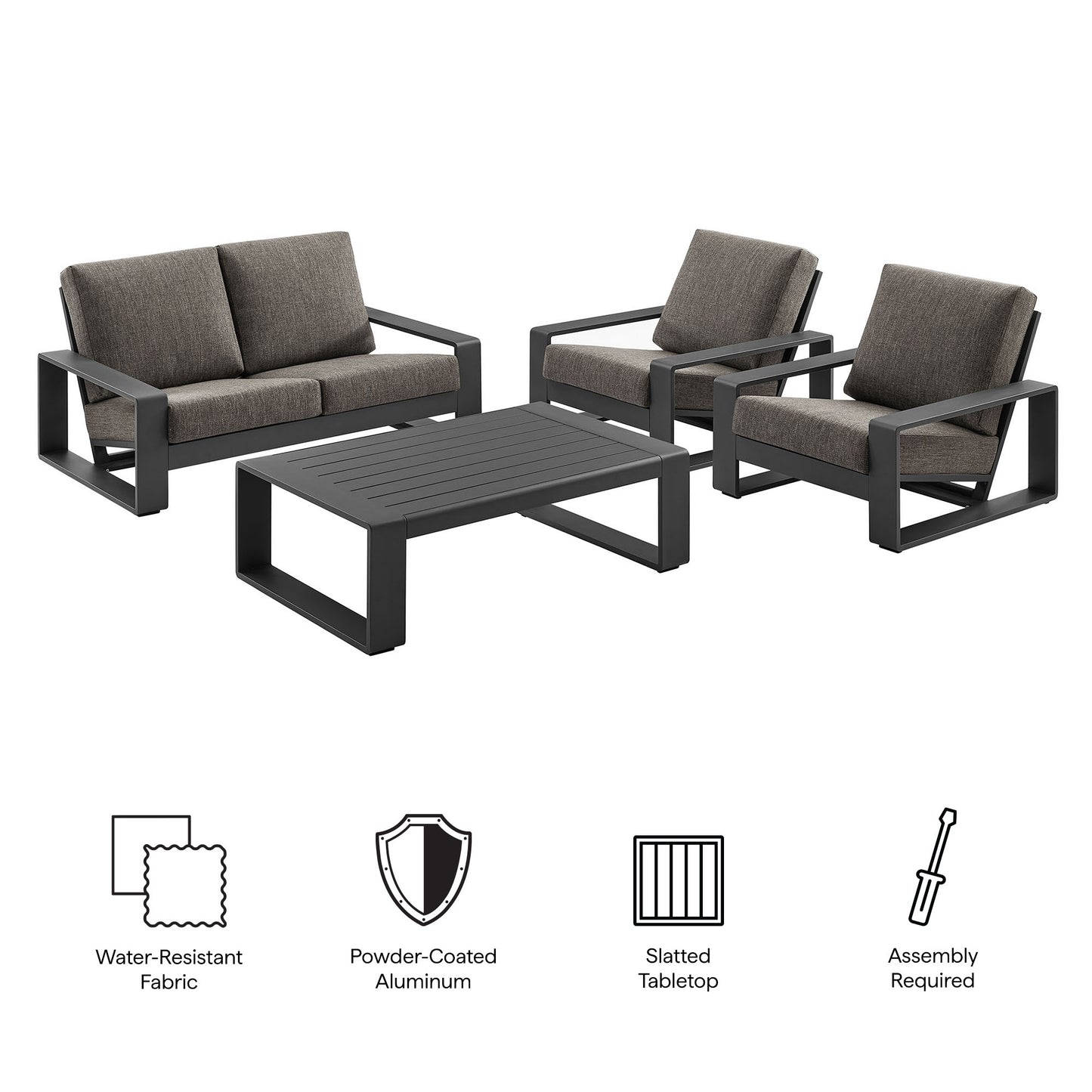 Lirienne 4-Piece Outdoor Patio Aluminum Furniture Set by Furniture For America