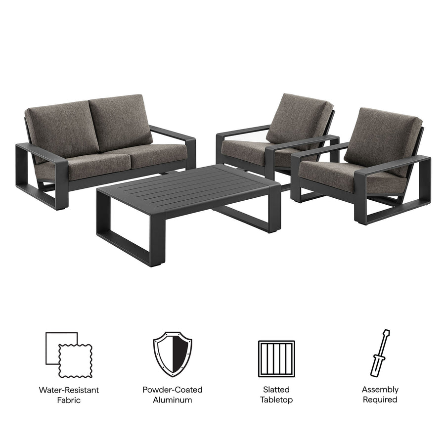 Bramble 4-Piece Outdoor Patio Aluminum Furniture Set in Smoke
