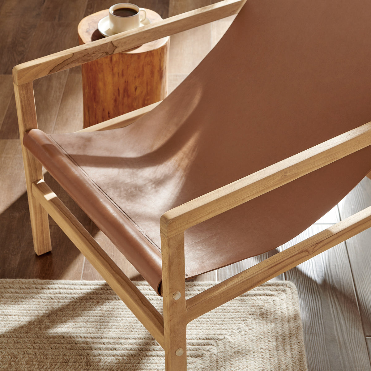 Sonora Leather Sling Chair in Chestnut Tan