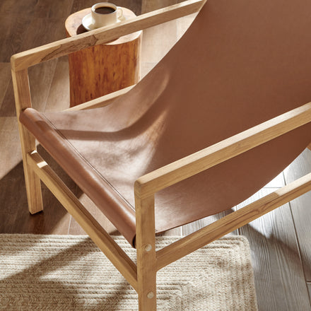 Sonora Leather Sling Chair in Chestnut Tan