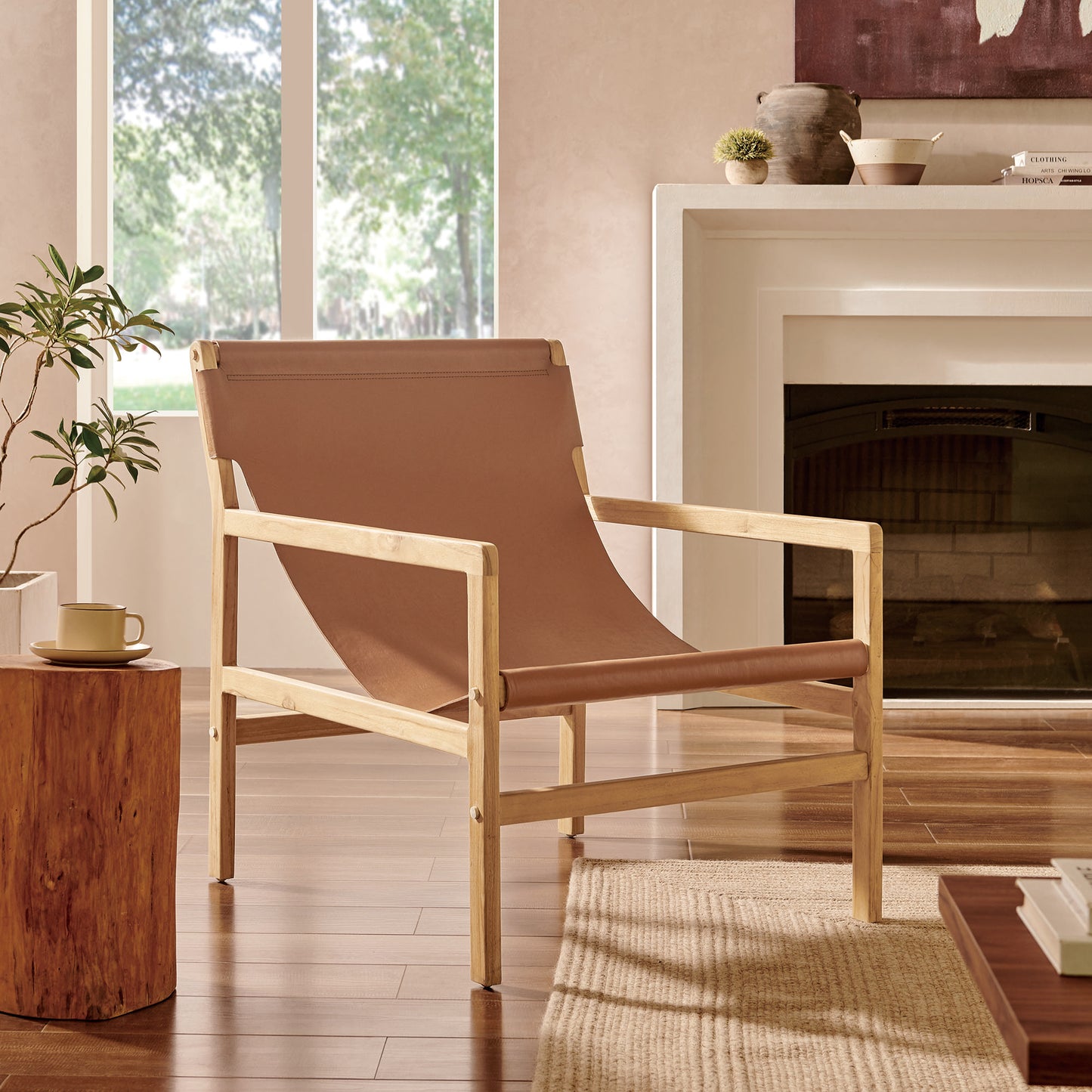 Sonora Leather Sling Chair by Furniture For America