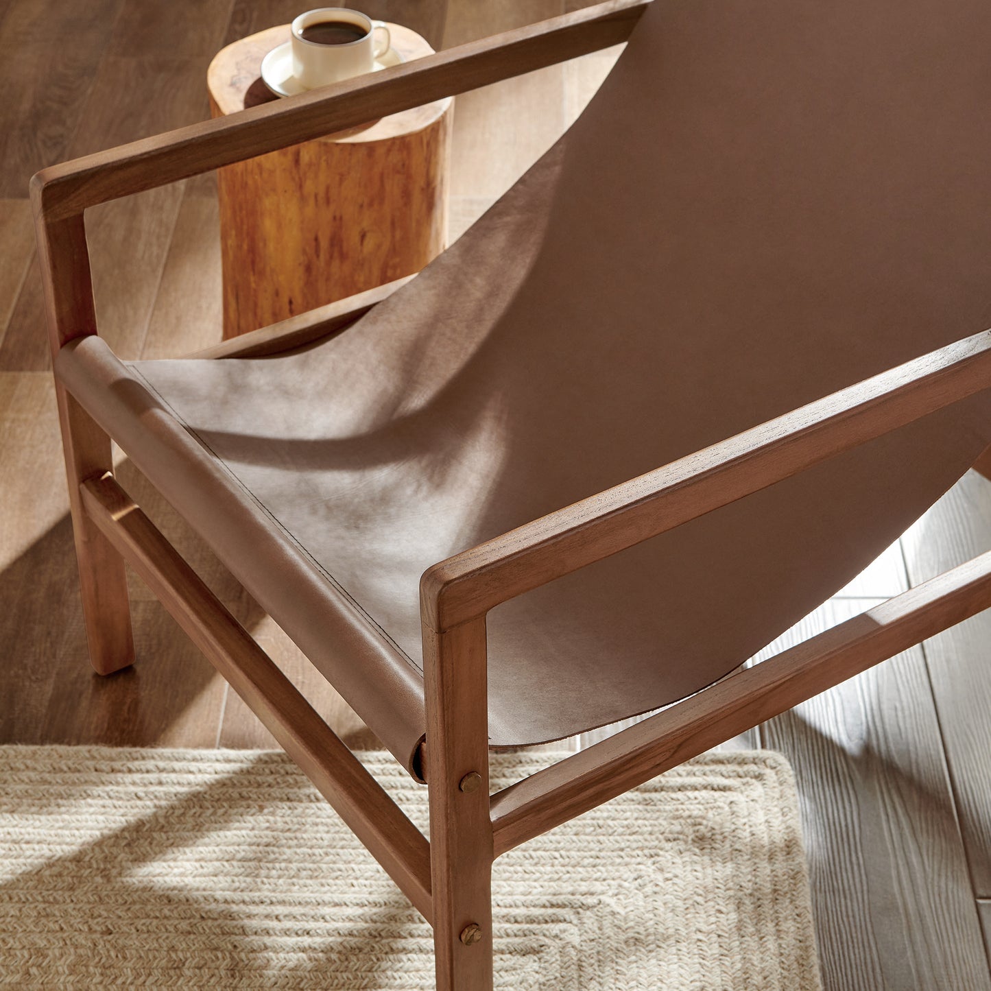 Sonora Leather Sling Chair by Furniture For America