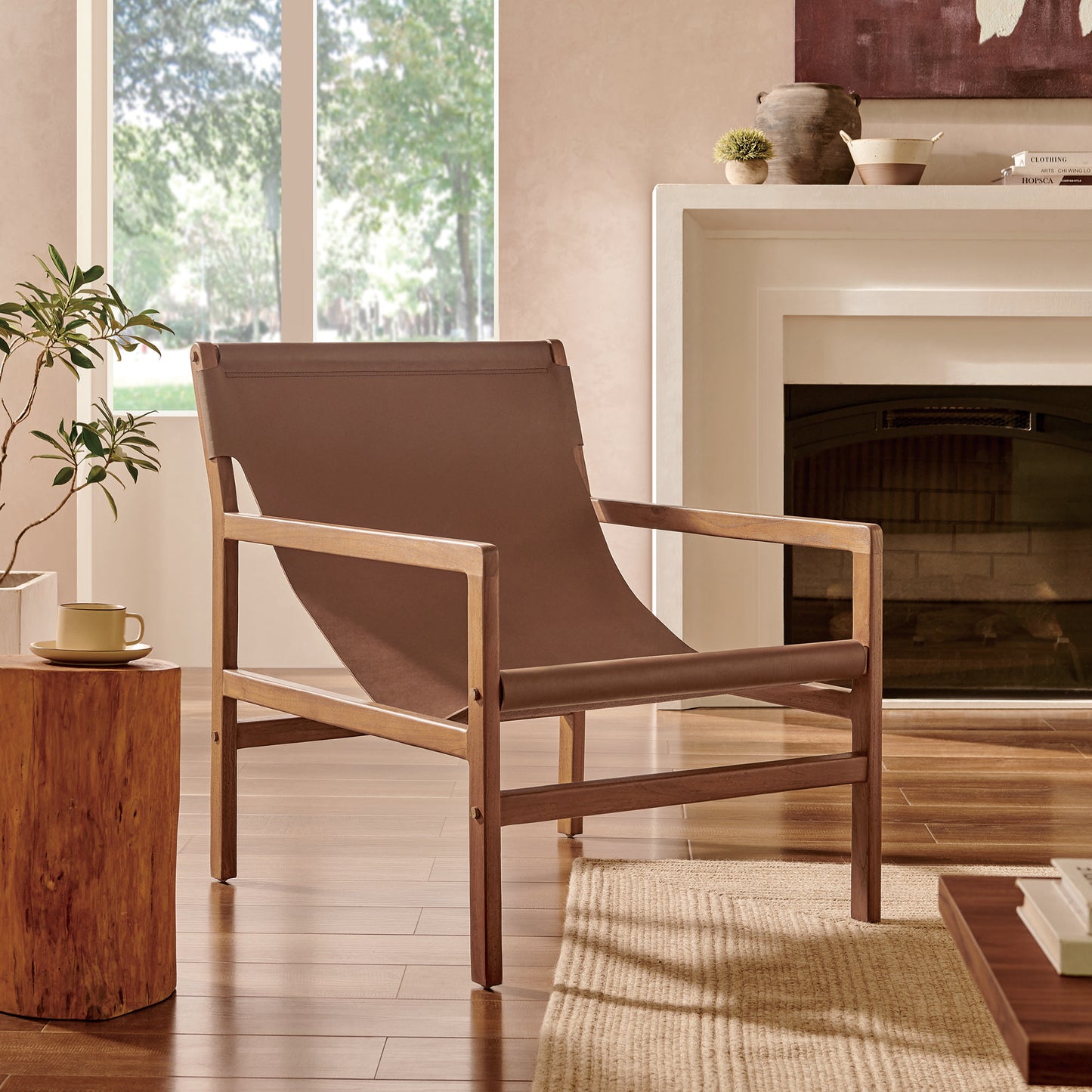 Sonora Leather Sling Chair by Furniture For America