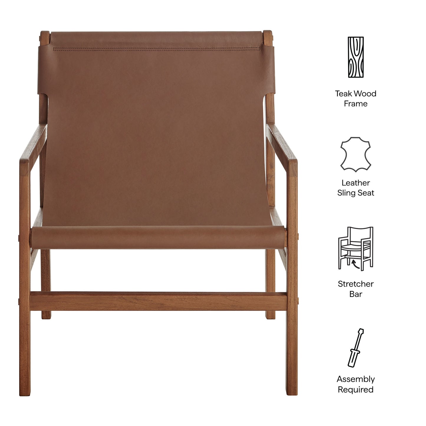 Sonora Leather Sling Chair by Furniture For America