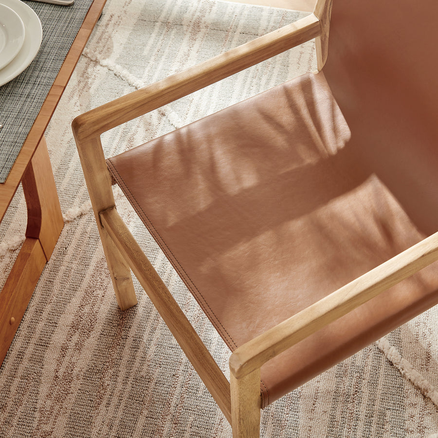 Riesling Leather Dining Chair in Chestnut Tan