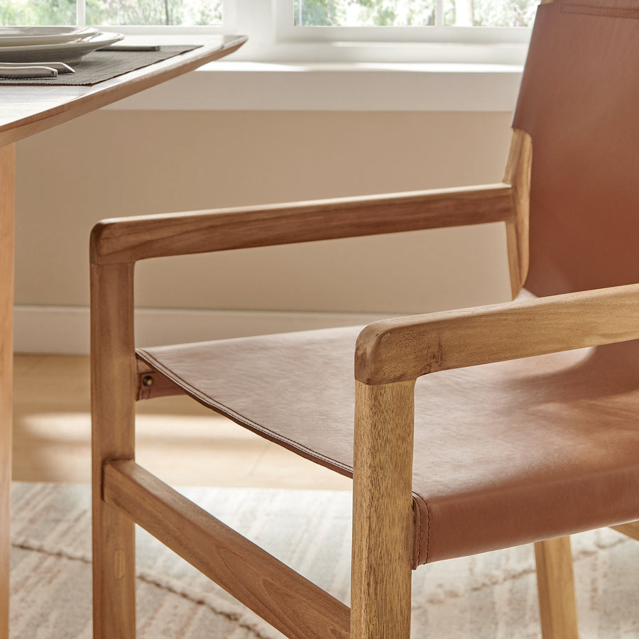 Riesling Leather Dining Chair in Chestnut Tan