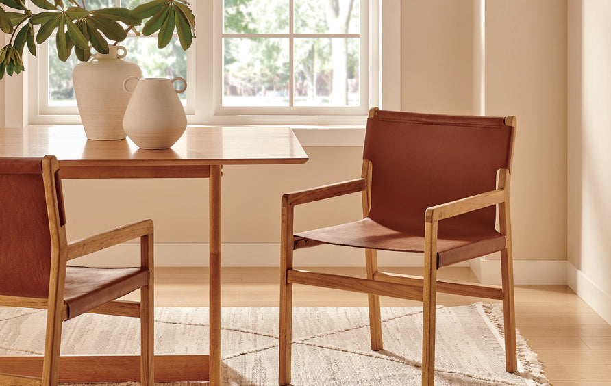 Riesling Leather Dining Chair in Chestnut Tan