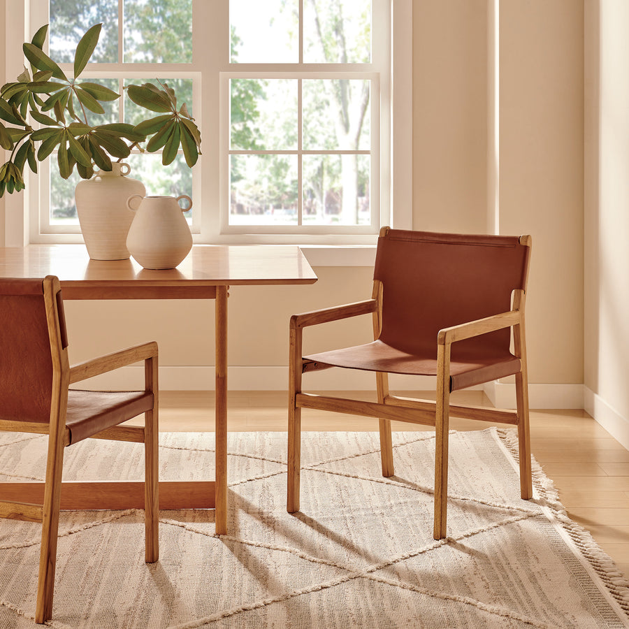 Riesling Leather Dining Chair in Chestnut Tan