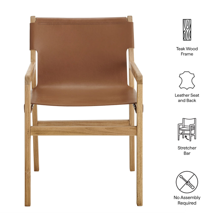 Riesling Leather Dining Chair in Chestnut Tan