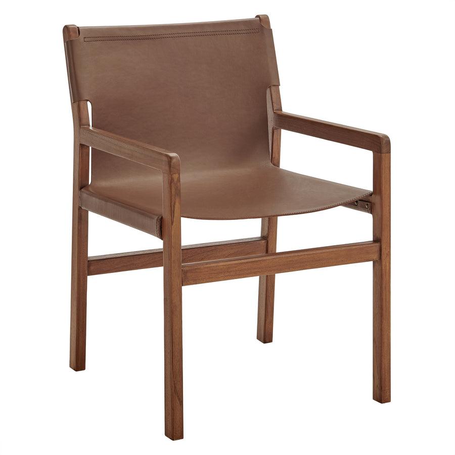 Riesling Leather Dining Chair in Nutmeg Brown