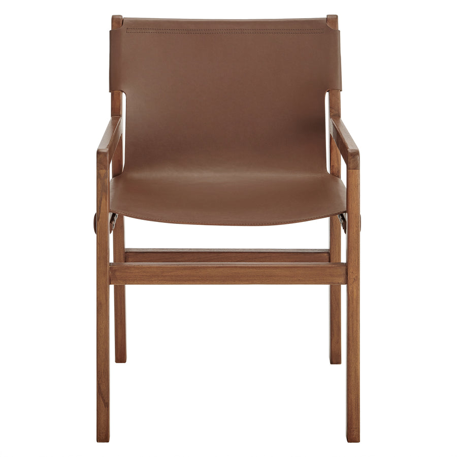 Riesling Leather Dining Chair in Nutmeg Brown