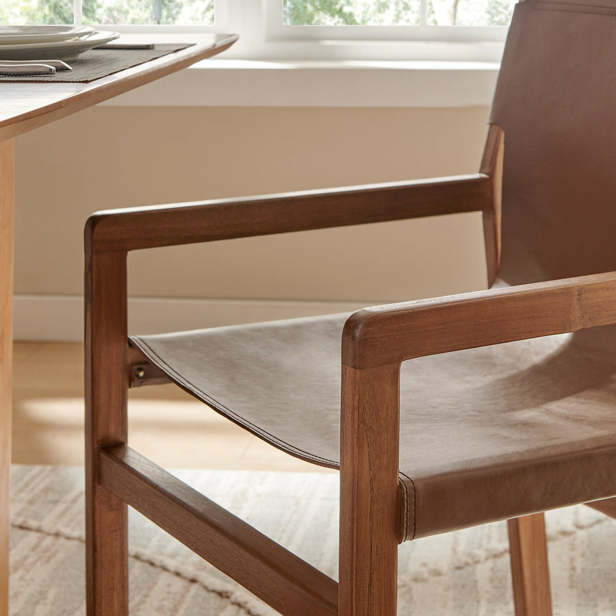 Riesling Leather Dining Chair in Nutmeg Brown
