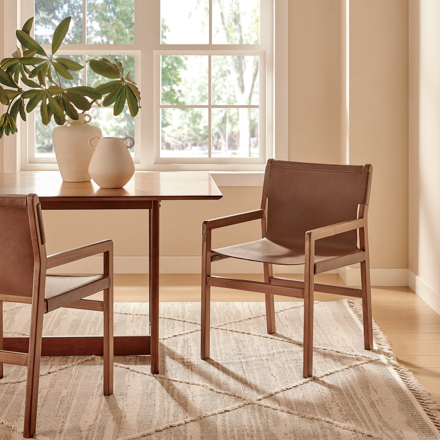 Riesling Leather Dining Chair in Nutmeg Brown