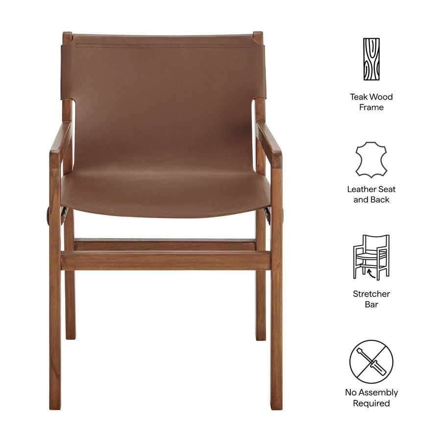 Riesling Leather Dining Chair in Nutmeg Brown
