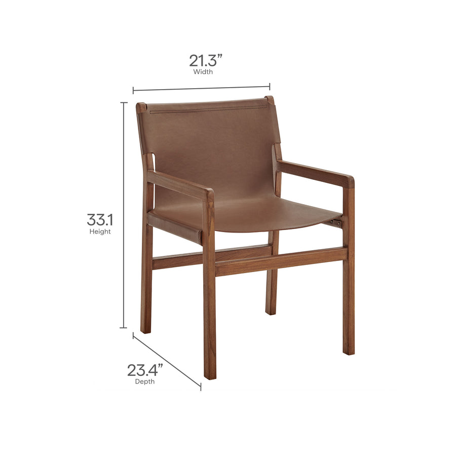 Riesling Leather Dining Chair in Nutmeg Brown
