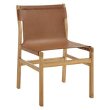Riesling Leather Dining Side Chair in Chestnut Tan