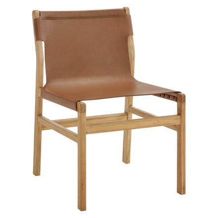Sonora Leather Dining Side Chair in Chestnut Tan